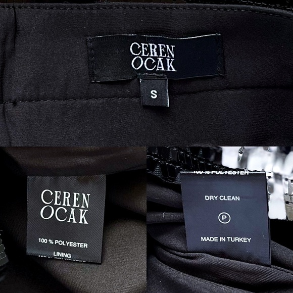 Ceren Ocak Sequin Mini Skirt Party Glam Sparkle Designer Black Size S EUC - Picture 5 of 7